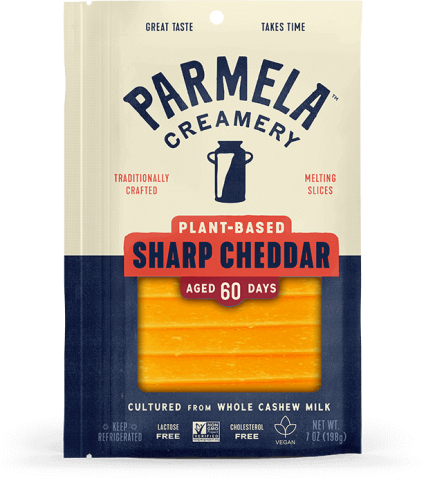 Parmela Creamery Sharp Cheddar Style Vegan Cheese Slices