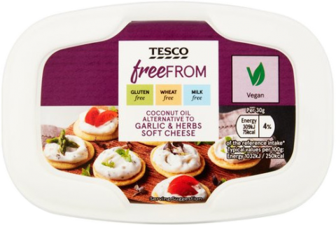Tesco Free From Garlic and Herb Soft Vegan Cheese